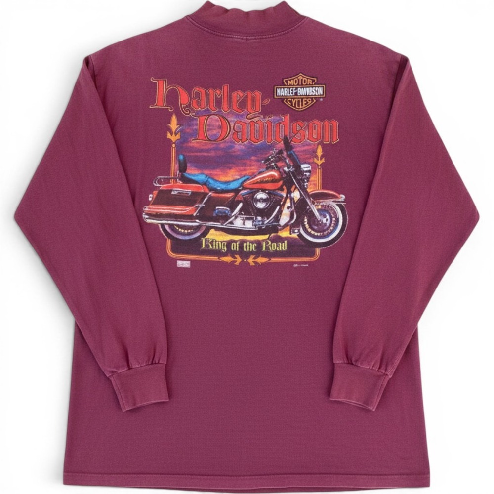 Vintage 1996 Harley Davidson King of the Road Long Sleeve Shirt Maroon XL USA